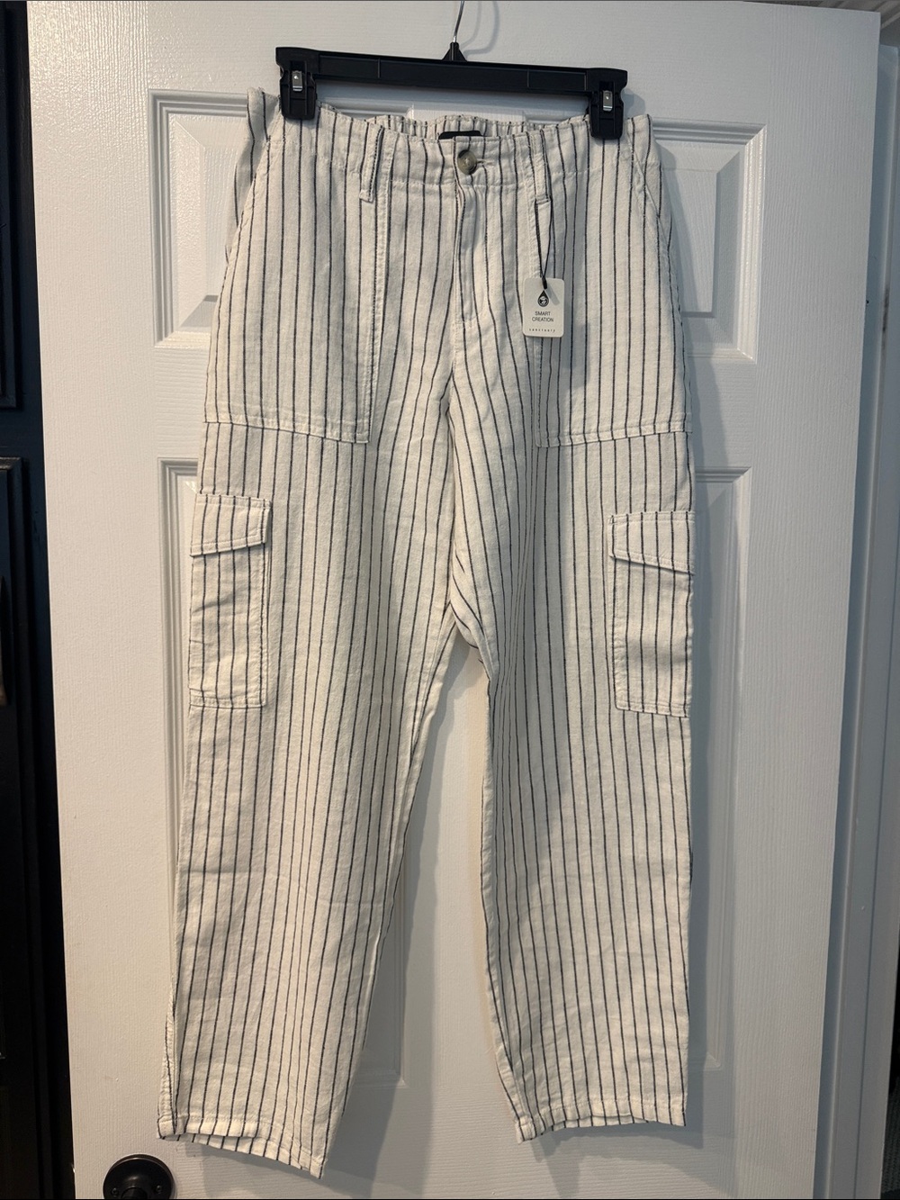 Sanctuary Cream Pinstripe Cargo Pants